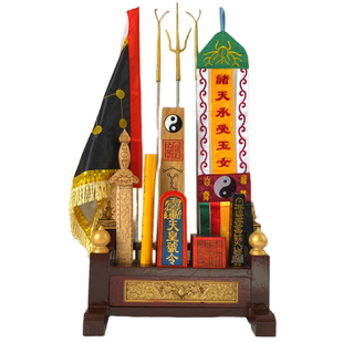 道家法器全套传度四件套天蓬尺桃木剑令旗朝简五营旗兵马旗法器架