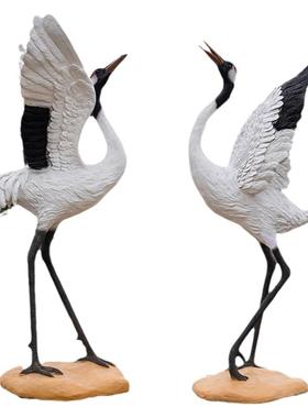 户外仿真仙鹤摆件模型水池造景