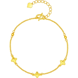 周六福5G足金计价满天星手链碎金四叶草碎碎冰鱼鳞首饰新年礼物