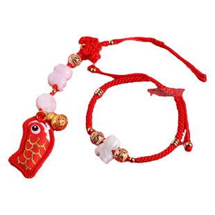 马年本命年红绳手链男女款编织生肖属猪鸡龙蛇百解吉祥物礼物饰品