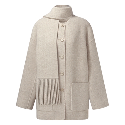 歌莉娅冬季羊毛羊绒大衣毛呢外套