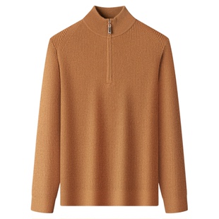 LP同款正品鄂尔多斯市产100纯山羊绒衫男半拉链立领7针加厚羊毛衫