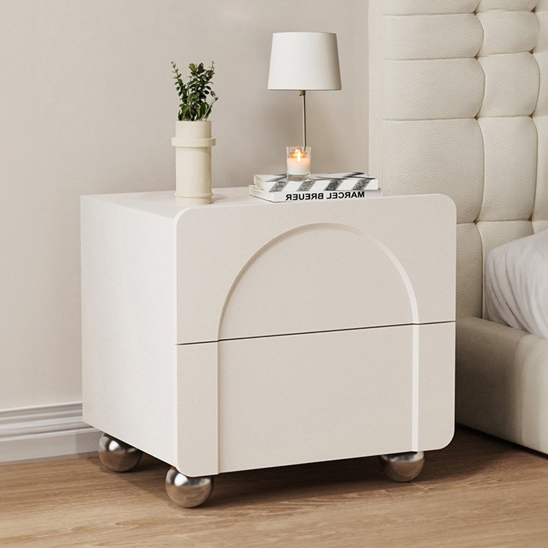 奶油风床头柜家用卧室实木创意简约柜储物柜小型红床头现代网收纳
