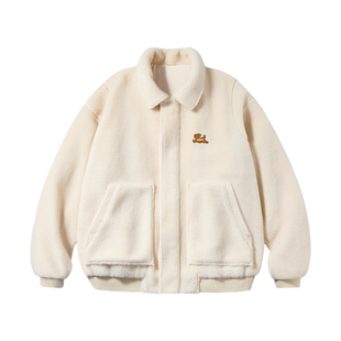 PSO Brand男装女装可爱小狗翻领仿羊羔毛绒夹克加绒加厚外套情侣