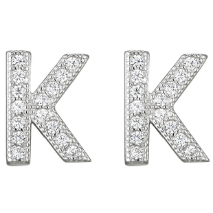 【潮WOO专属】KREAM S925 纯银满钻K字母耳钉男女嘻哈同款