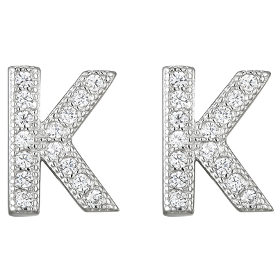 纯银满钻字母耳钉嘻哈同款