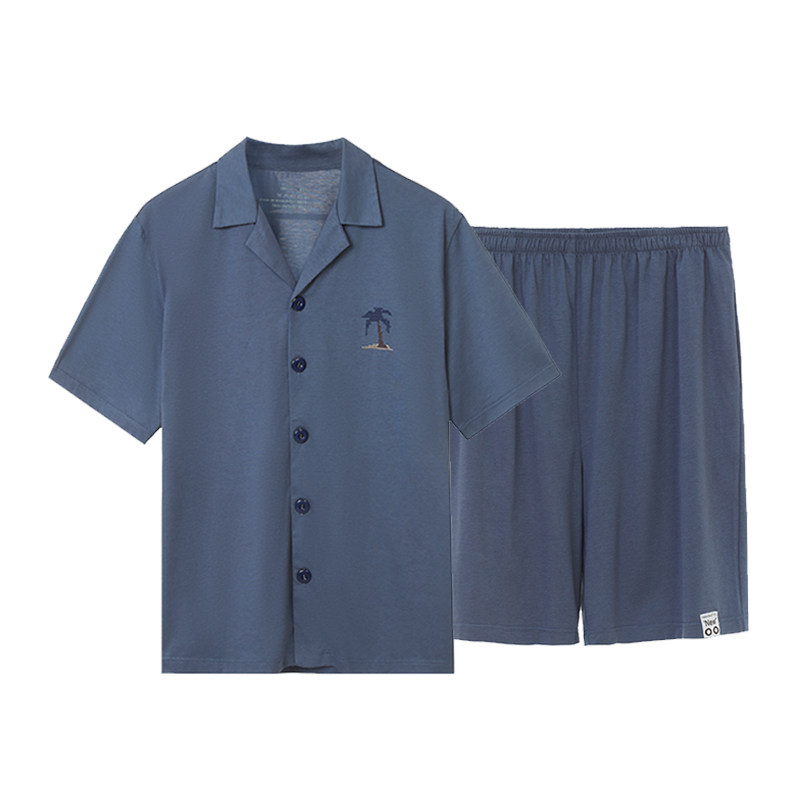 雅婷雅雯【冰氧棉】新款睡衣情侣男女士夏季短袖短裤家居服套装
