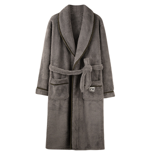 猫人睡袍男款秋冬季浴袍中老年爸爸珊瑚绒冬天2025新款加厚法兰绒