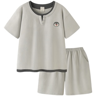 睡衣男款夏季大码凉感莫代尔棉短袖套装新款企鹅可外穿男士家居服