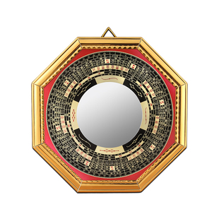 八卦镜凸镜家用门口太极窗户五帝钱反光凹镜凸面镜子铜怎么挂大门