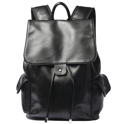 街头风韩版皮质商务抽带双肩包