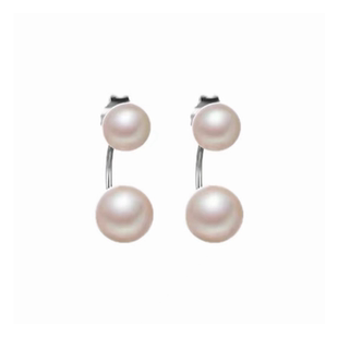 宋慧乔珍珠耳环天然淡水珍珠纯银S925耳饰双珠大小真珍珠耳钉防敏