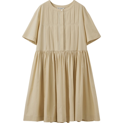 【播奥莱】播优雅轻奢连衣裙女25新褶皱圆领气质连衣裙DDS2LD5909