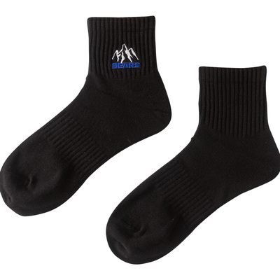 刺绣山峰袜子男款短袜运动袜