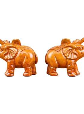 花梨木雕如意象一对摆件