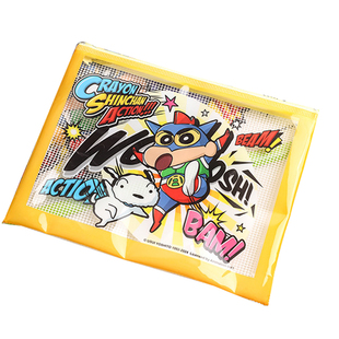 蜡笔小新A4网格拉链袋卡通文件袋学生科目分类袋装书袋A5透明防水小学生初中生大容量试卷袋资料补习袋票据袋