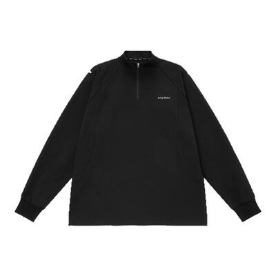 吕小虎半拉链立领长袖T恤肌理感