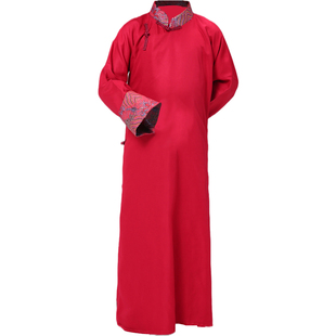 新款儿童相声大褂表演服装成人大码黑色古典长衫说书人快板演出服