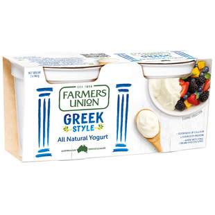 澳洲进口农夫联盟低温原味希腊酸奶不添加蔗糖小杯装140g营养代餐