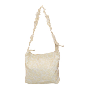 Biling小众设计感褶皱抽拉单肩包公主感提花帆布包奶油少女斜挎包