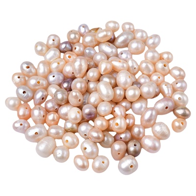 天然淡水珍珠有孔透粉光供佛