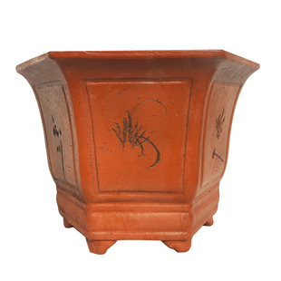 宜兴紫砂陶瓷大号特大号花盆六角盆阳台庭院种树桩盆景盆厂家直销