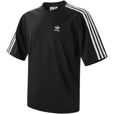 滔搏adidas阿迪三叶草男子Oversize圆领三条纹休闲短袖T恤IZ1832