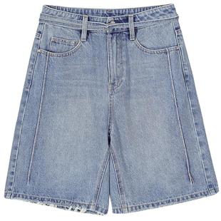 毛边短裤|MSLAN商场同款舒适设计感百慕大牛仔短裤MGBK344