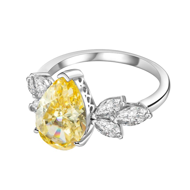 【自营】leqiyuan黄钻戒指女轻奢小众设计轻奢高级感超闪纯银欧美