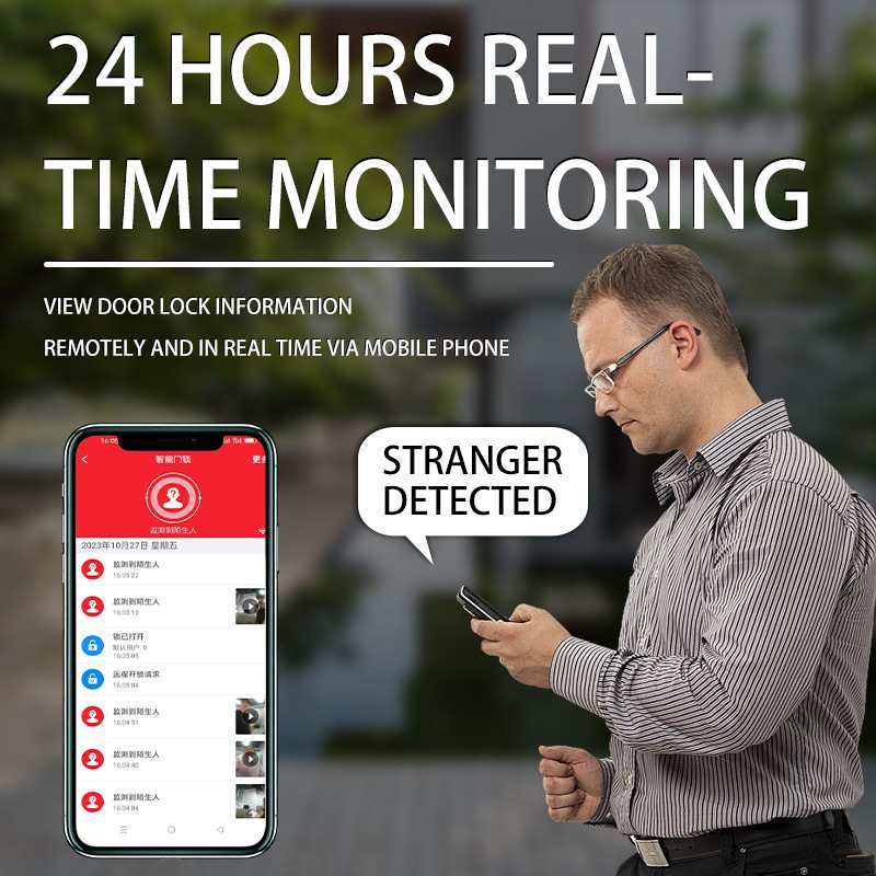 跨境3D人脸识别智能密码锁红外可视猫眼远程对讲电子抓拍防盗门锁