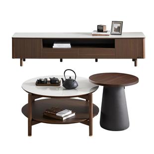 全友家居客厅家用小户型沙发圆形边几新中式玻璃茶几电视机柜组合