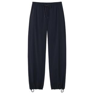 热风女士休闲长裤2025年秋季新款款式舒适直筒束脚松紧腰户外长裤