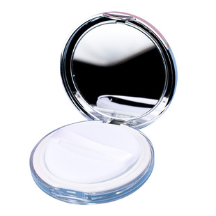 银色高档散粉盒空盒便携款弹力网带粉扑蜜粉腮红分装盒小容量旅行