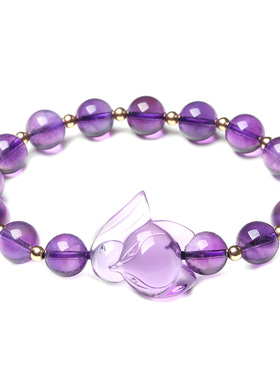 天然紫水晶狐狸手链女学生上班族