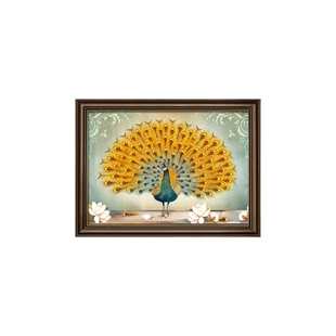 孔雀开屏餐厅装饰画美式墙面挂画客厅壁画高级感大气油画2026新款