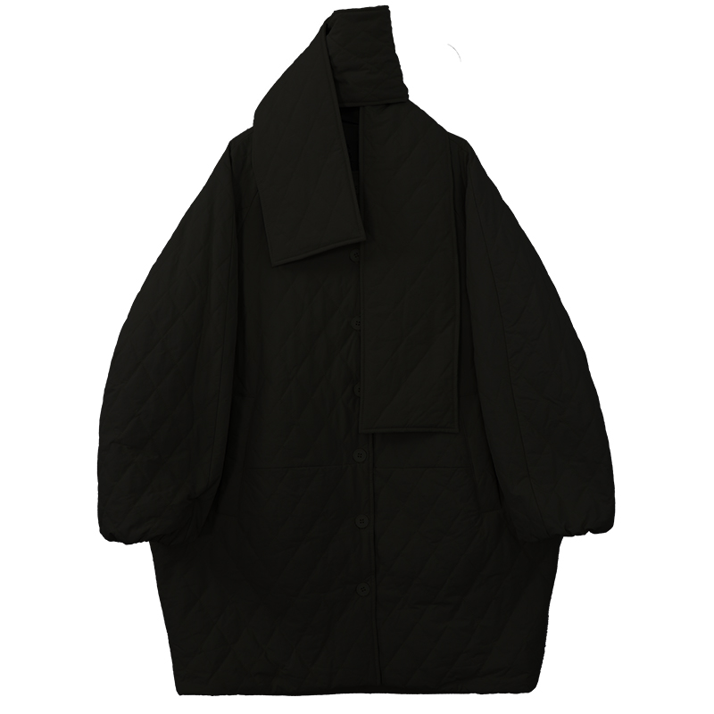 鹿與飛鳥/祝緒丹同款小菱格不厚重|三色加絨南瓜棉服送圍巾6252