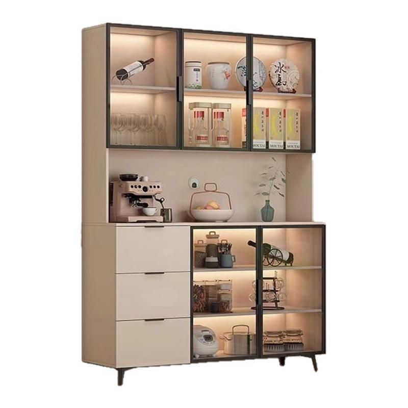 厨房铝合金餐边柜餐厅橱柜置物收纳柜一体茶水吧台桌家用靠墙酒柜