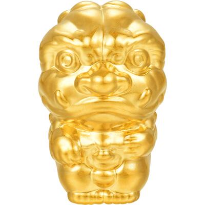 明牌珠宝三通聚宝硬金串珠 黄金吉祥财聚路路通足金转运珠AFP1452