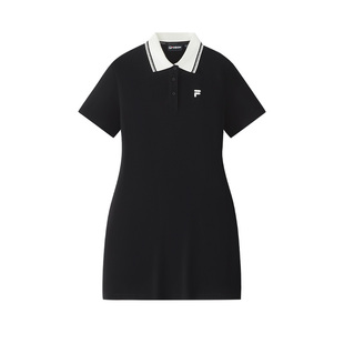 FILA FUSION斐乐潮牌女子针织连衣裙2026夏季新款领口撞色POLO裙