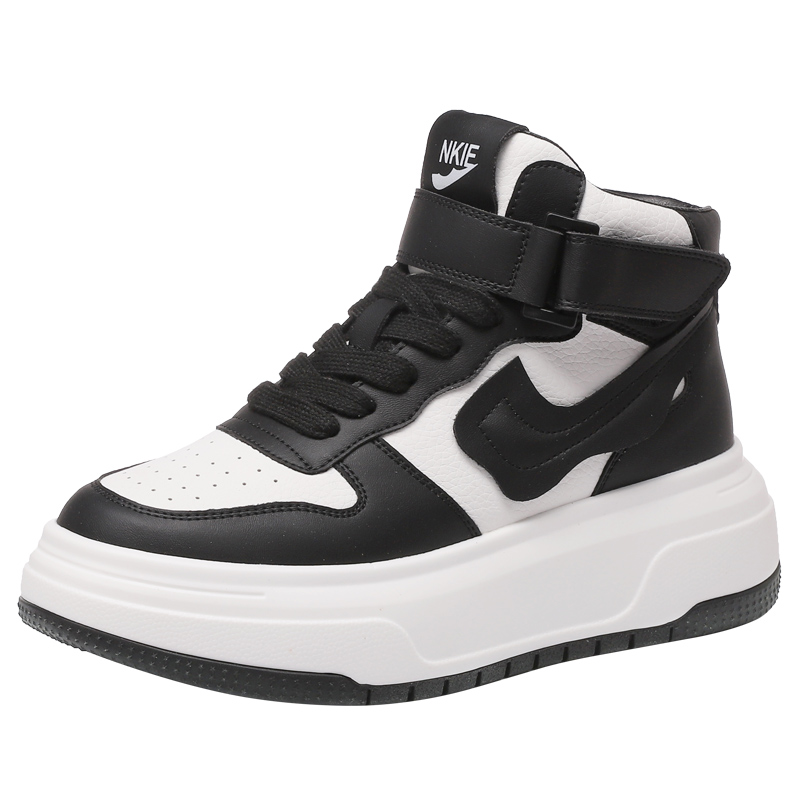 高帮小白鞋休闲真皮厚底板鞋