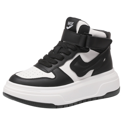 高帮小白鞋休闲真皮厚底板鞋