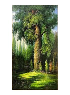 大树挂画客厅玄关绿色树木装饰画现代简约发财树壁画森林卧室书房