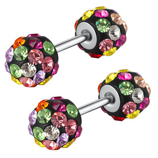 细针短杆满钻球钛钢镶钻双面耳骨耳针耳钉女小迷你饰品耳环防过敏