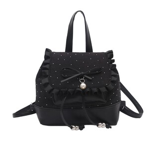 可爱撞色蝴蝶结蕾丝绑带少女感爆棚双肩包流行高级感小型背包潮