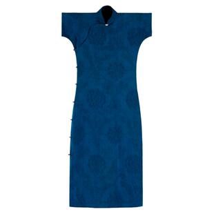 青黛间丨一城风絮丨真丝复古香云纱民国风短袖收腰旗袍日常时尚女