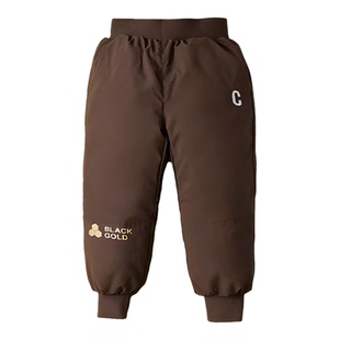 哈尔滨巨厚儿童羽绒裤男女防风防水滑雪裤黑金石墨稀发热工装长裤