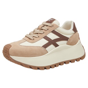 星期六爆款女鞋2025新款秋冬真皮厚底显高显瘦老爹鞋加绒保暖棉鞋