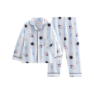 芬腾儿童睡衣男孩秋季纯棉长袖套装男童中大童可爱全棉春天家居服