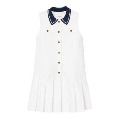 SANDRO女装法式针织领百褶连衣裙