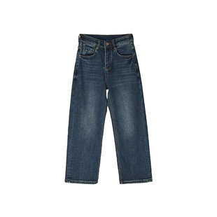 双腿直溜溜！~植绒法棍牛仔裤女秋冬新款百搭高腰弹力九分直筒裤